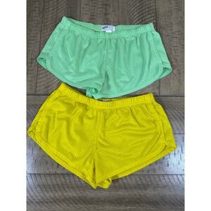 Soffe Running Shorts Bundle 2 Pair Neon Yellow Green Size S